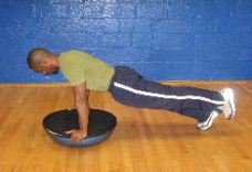 b1 leg planks on a bosu ball