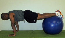 stability ball exercise roll ins